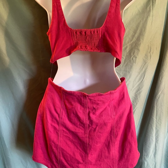 Great Cutout Dress! Stretch denim corset top open waist  size S-M Fun goth/rave! - Picture 4 of 8